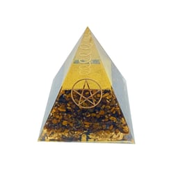 Pyramide Orgonite Oeil de Tigre Pentacle - Omsaé