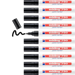 Lot de 10 marqueurs peinture permanents - EDDING - Pointe ronde 2-4 mm - Noir