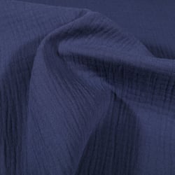 Tissu Double gaze de coton uni Bleu indigo