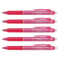 Lot de 5 Stylos Roller Rétractables Frixion Ball Clicker Pointe Fine Rose