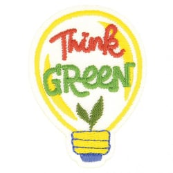 Ecusson thermocollant éco friendly tissu bio Think green 4cm x 4cm