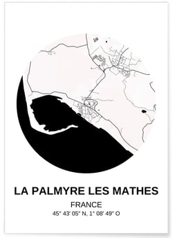 Affiche Carte La Palmyre les Mathes | A3 : 29,7x42cm