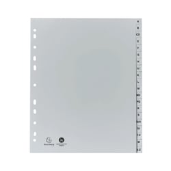 Intercalaires imprimés alphabétiques PP recyclé gris - AZ (alphabet allemand) 20 positions - A4 Maxi - Gris - x 25 - Exacompta