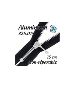 Fermeture éclair non-séparable aluminium N°5 (15 cm) : la légèreté ultime pour des finitions impeccables