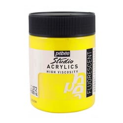 Peinture acrylique - Jaune fluorescent - 372 - Pébéo Studio - Pot de 500ml