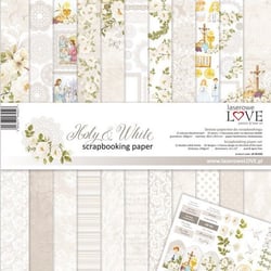 11 papiers imprimés scrapbooking 30 x 30 cm Lexi Design HOLY & WHITE