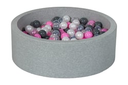 Piscine à balles Aire de jeu + 300 balles perle, transparent, rose clair, gris - Velinda