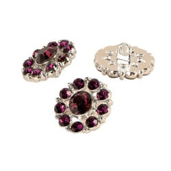 Lot de 6 boutons strass violet lilas 18mm
