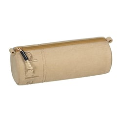 Trousse - Ronde - Beige - Scolaire - 23 x 9 x 8 cm - Fermeture éclair - S'maepp