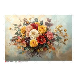 1 feuille de papier de riz 22.5 x 32 cm découpage collage Paper Designs BOUQUET DE FLEUR 0427