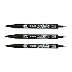 Lot de 3 marqueurs permanent Twin Marker Begreen double pointe Extra Fine Noir Pilot