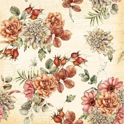Lot de 4 serviettes en papier découpage collage 33 cm FLEUR FEUILLE ORANGE F 806