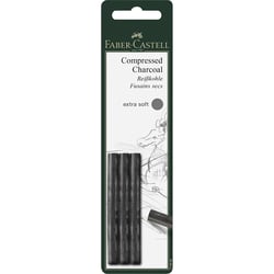 Lot de 10 fusains reconstitués FABER-CASTELL Pitt Extra Tendre - Noir très profond - Set de 3 bâtonnets
