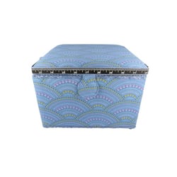 Boîte à couture 26x26x19cm arabesques bleues