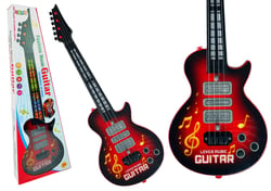 Guitare Électrique Enfant Étoile Cordes Colorées Leds Rouge