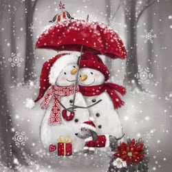 4 serviettes en papier découpage collage 33 cm BOHOMME DE NEIGE N 706