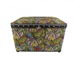Boîte couture 21cmx28cmx19cm plumes multicolores