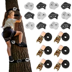 Kit d'escalade sur Arbre- 12 Prises 6 Sangles avec Cliquets - Max 91 kg, Course d'obstacles Enfant