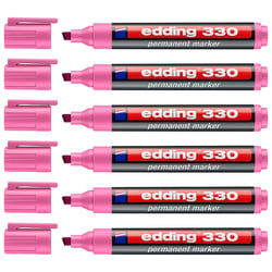 Lot de 6 marqueurs permanents - EDDING - Pointe biseau 1-5 mm - Rose
