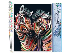 Peinture par Numéro Figured'Art - Couple de Zèbres colorés - Kit de Loisir Créatif DIY Numéro d'Art Complet - 40x50cm sans châssis en bois