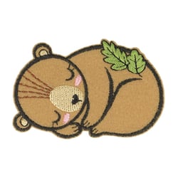 Ecusson thermocollant animal endormi tissu bio ours 6cm x 6cm