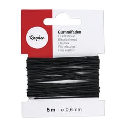 Fil élastique, 0,6mm carte 5 m, noir