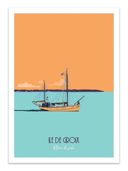Affiche 50 x 70 cm -  Ile de Groix - Retour de pêche - Artmoric