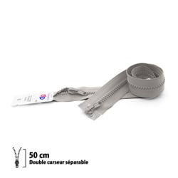 Fermeture éclair Z68 - Séparable 6mm double curseur - 50 cm