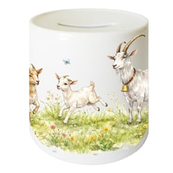 Tirelire chèvres en céramique D9,5 cm