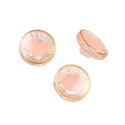 Lot de 6 boutons coeur plastique rose layette 11mm