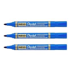 Lot de 3 marqueurs permanents pointe conique - PENTEL - N850 - Bleu