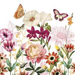 Lot de 4 serviettes en papier découpage collage 33 cm JARDIN DE FLEURS FL 1009