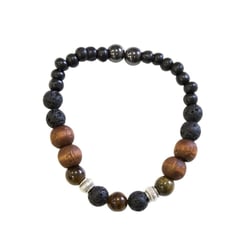 Bracelet Pierre de lave, Bois, Oeil de Tigre, Hématite Perles rondes - Omsaé