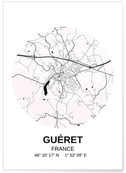 Affiche Carte Guéret | A3 : 29,7x42cm