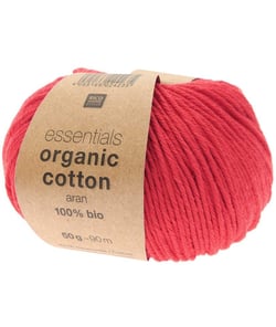 Coton à tricoter Essentials Organic Cotton aran - Rico Design 28 Rouge Fraise