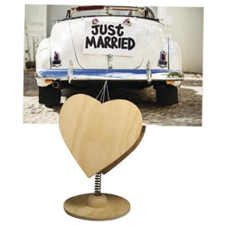 Support bois Coeur Clip FSC Mix Credit, 8x7,4x10,5cm, avec plume