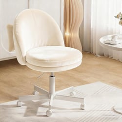 Chaise de bureau pivotante - ComHoma - Sans accoudoirs velours blanc réglable