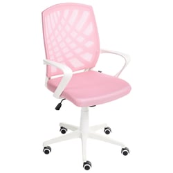 Chaise de Bureau Rose en Maille Tissu Pivotant pour Ordinateur à Hauteur Réglable