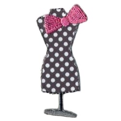 Ecusson thermocollant mannequin gris à pois 2.5cmx5.4cm