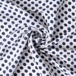 Tissu Mousseline lourde Koshibo pois marine sur fond Blanc