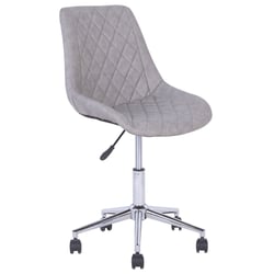 Chaise à Roulettes Assise Cuir PU Gris avec Pieds en Métal Argenté Réglable en Hauteur Rembourrage Matelassé Fauteuil Coin Bureau