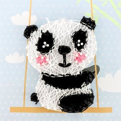 MégaCréa DIY - Tableau de fil tendu String Art Panda 21 x 21 cm