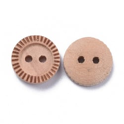 10 BOUTONS BOIS Naturel MARRON Rond 11 mm 2 trous - creation couture diy