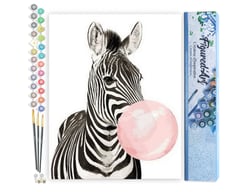 Peinture par Numéro Figured'Art - Zèbre et Chewing gum - Kit de Loisir Créatif DIY Numéro d'Art Complet - 40x50cm sans châssis en bois