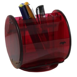 Pot À Crayons Multi-Fonctions Rotatif Rouge - Sign Office