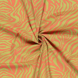 Tissu Coton extensible Psyché Pop vert sur fond Orange