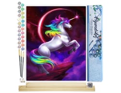 Peinture par Numéro Figured'Art - Licorne colorée - Kit de Loisir Créatif DIY Numéro d'Art Complet - 40x50cm toile roulée + châssis en bois à monter