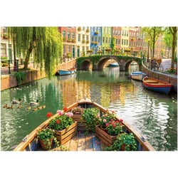 Puzzle 2D 1000 pièces - Promenade fleurie sur les canaux d'Amsterdam - Eurographics