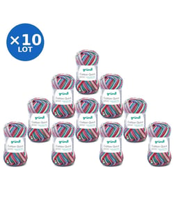 Lot de 10 pelotes COTTON QUICK PRINT de Gründl – 500 g de coton à motifs multicolores certifié Oeko-Tex 188 Multicolore
