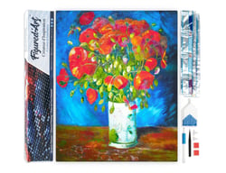 Diamond Painting Broderie Diamant Figured’Art 40x50cm toile entière roulée avec diamants carrés - Vase avec Coquelicots Van Gogh
